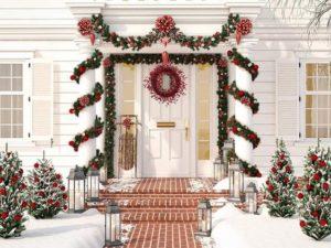 come decorare la porta d'ingresso per natale